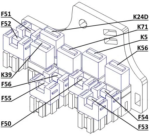 Opel Astra H (2004-2009) - schematy bezpieczników i przekaźników