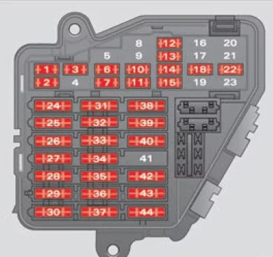 Seat Exeo (2008-2009) - schematy bezpieczników i przekaźników